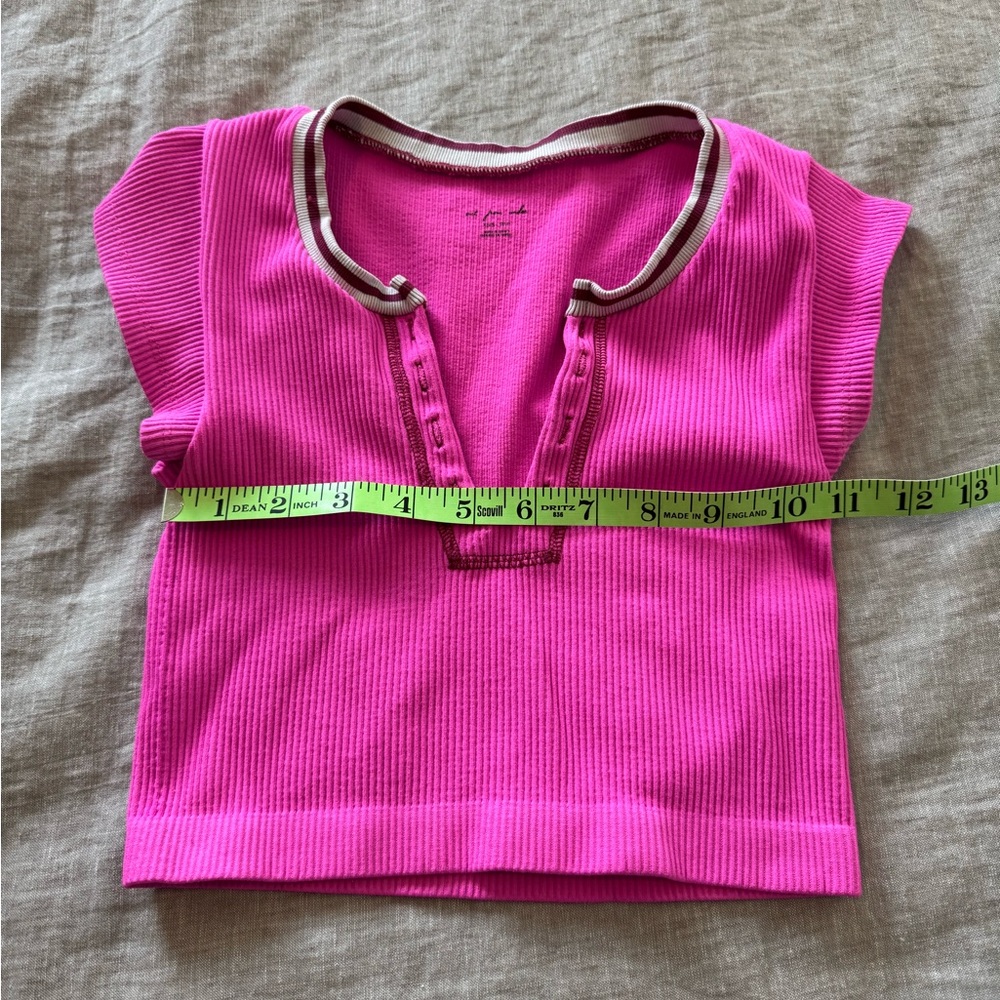 Out From Under Ribbed Hot Pink Crop Top - Picture 6 of 7